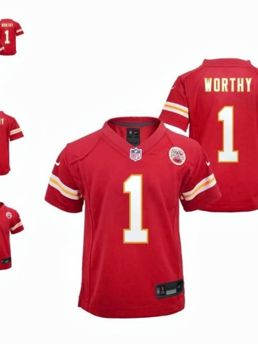 Nike Kansas City Chiefs Patrick Xavier Worthy #1 NFL Jersey Red Boys Small (8)
